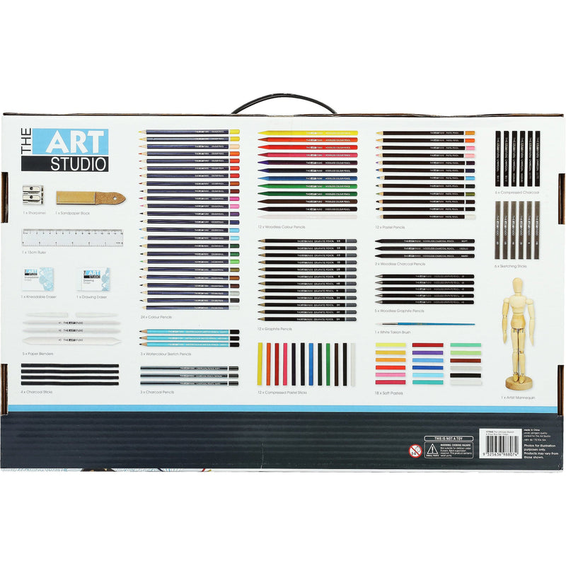 Gray The Art Studio Sketch & Draw Set in Wooden Case (133 Pieces) Drawing and Sketching Sets