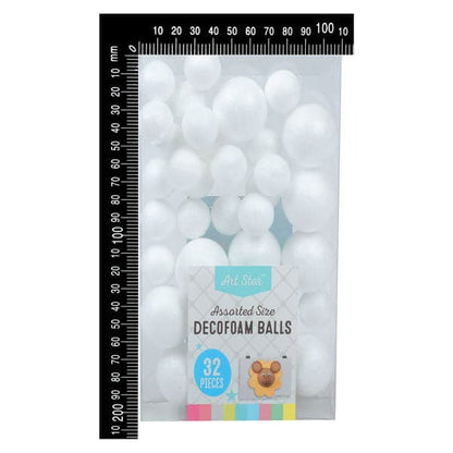 Light Gray Art Star Decofoam Balls Assorted Size 32 Pieces Polystyrene