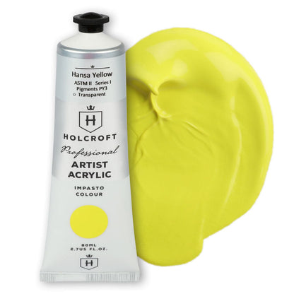 Goldenrod Holcroft Professional Acrylic Impasto Paint Hansa Yellow S1 80ml Acrylic Paints