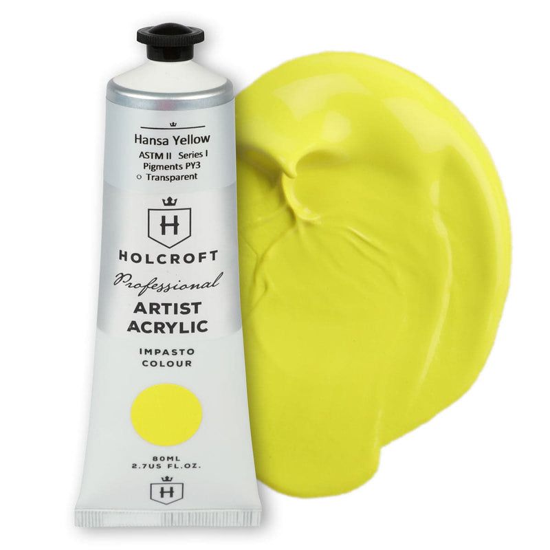 Goldenrod Holcroft Professional Acrylic Impasto Paint Hansa Yellow S1 80ml Acrylic Paints