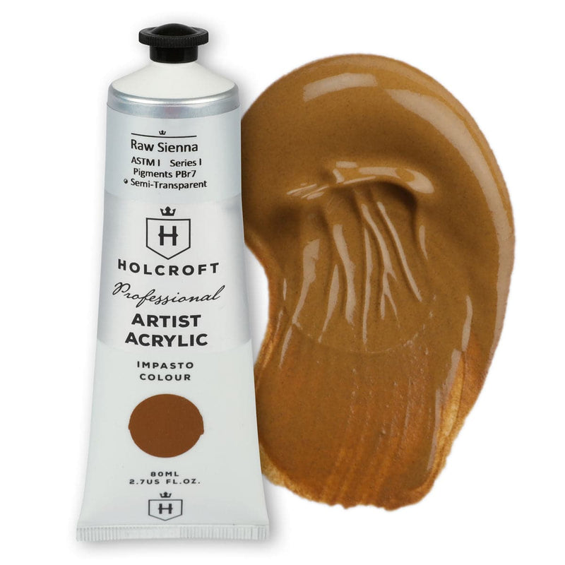 Saddle Brown Holcroft Professional Acrylic Impasto Paint Raw Sienna S1 80ml Acrylic Paints