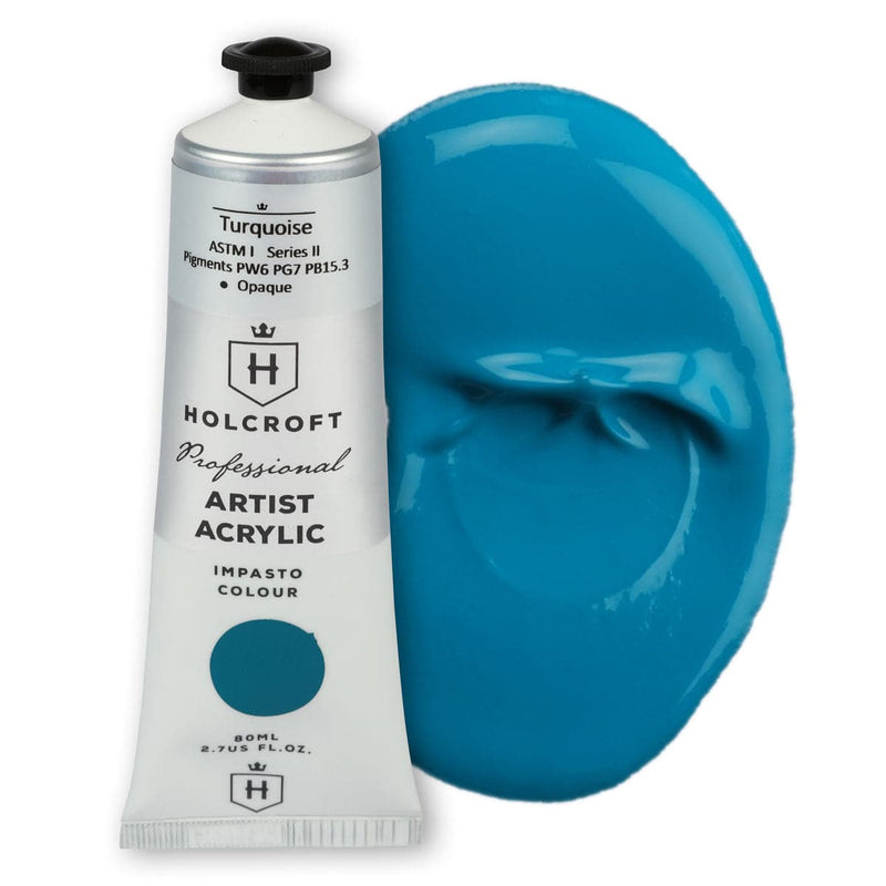 Dark Cyan Holcroft Professional Acrylic Impasto Paint Turquoise 80ml Acrylic Paints
