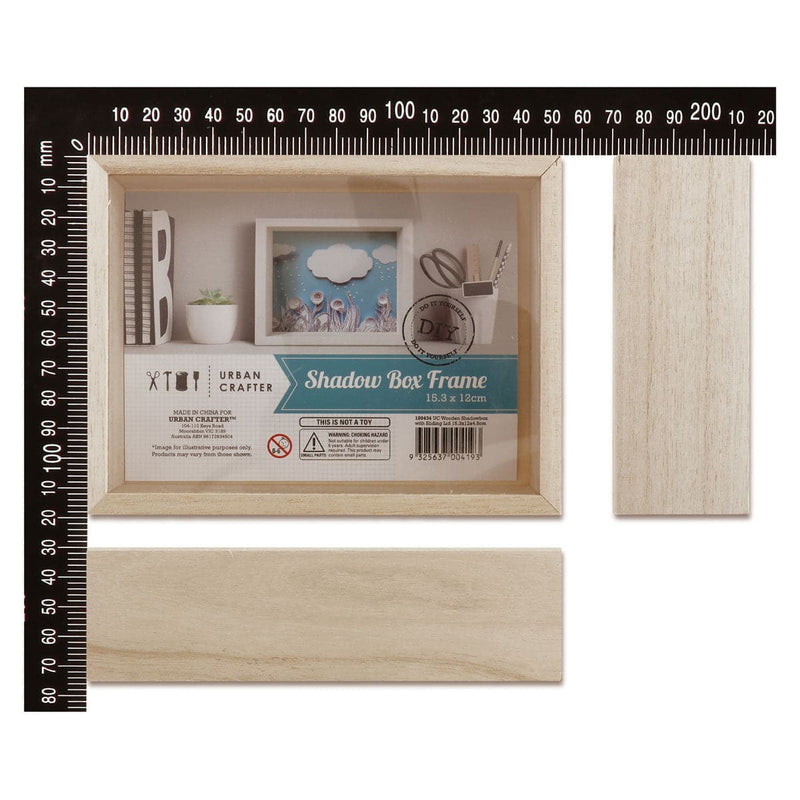 Tan Urban Crafter Wooden Shadowbox with Sliding Lid 15.3x12x4.5cm Boxes