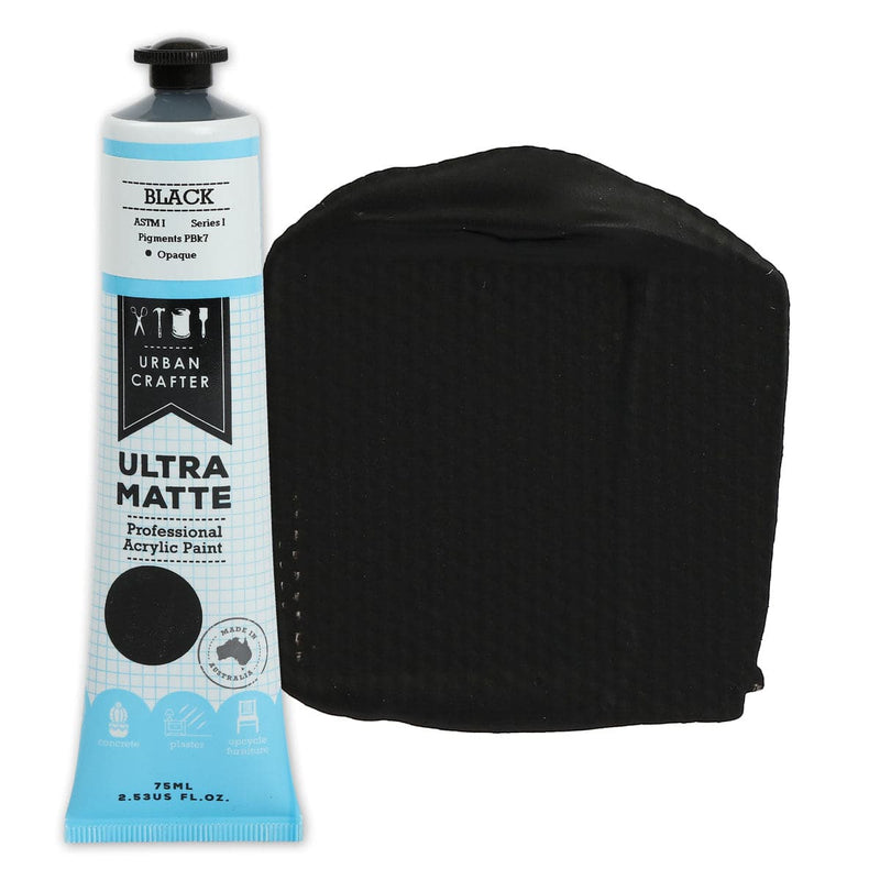 Black Urban Crafter- Black Ultra Matte Acrylic Paint 75ml - OP-S1 Black Acrylic Paints