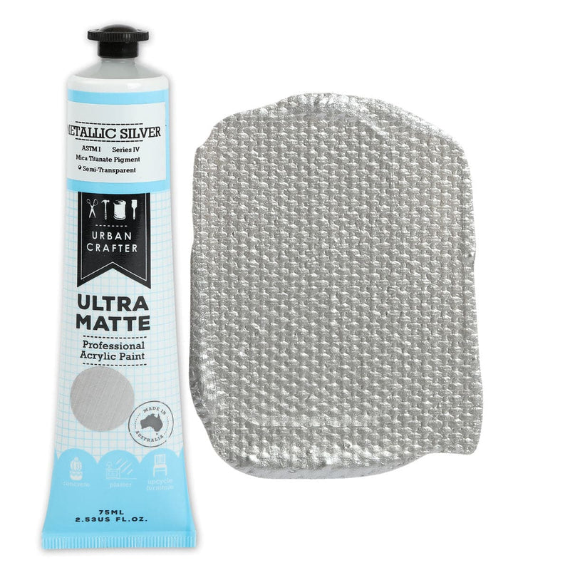 Dark Gray Urban Crafter Ultra Matte Acrylic Paint Metallic Silver Semi-Transparent S4 ASTM1 75ml Acrylic Paints
