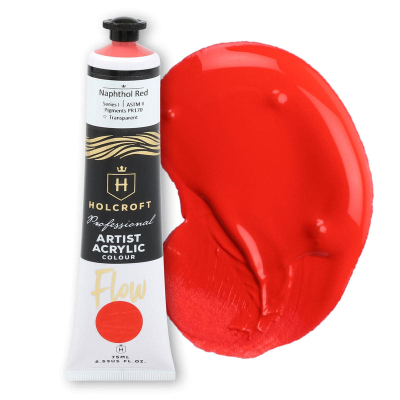 Red Holcroft Professional Acrylic Flow Paint  Naphthol Red S1 ASTM2 75ml Acrylic Paints