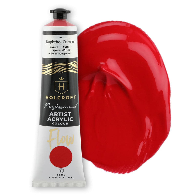 Firebrick Holcroft Professional Acrylic Flow Paint  Naphthol Crimson S3 ASTM2 75ml Acrylic Paints