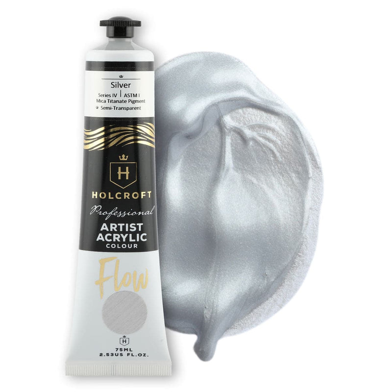 Dark Gray Holcroft Professional Acrylic Flow Paint 75ml Silver S4 ASTM1 Acrylic Paints