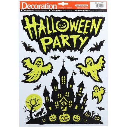 Light Goldenrod Halloween Window Clings Asst S2 - Glow In The Dark Halloween