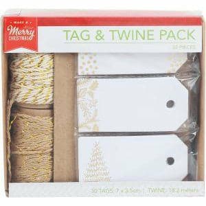 Lavender Make A Merry Christmas  Tag And Twine - Gold 32Pc Christmas