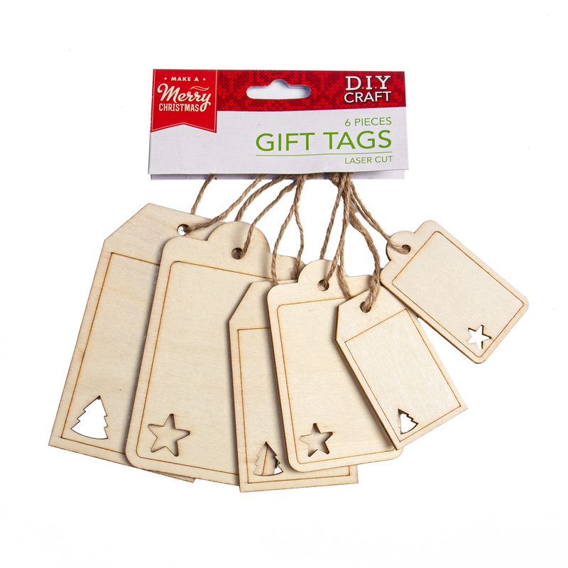 Bisque Make A Merry Christmas Plywood Gift Tags Assorted Sizes 6 Pack Christmas