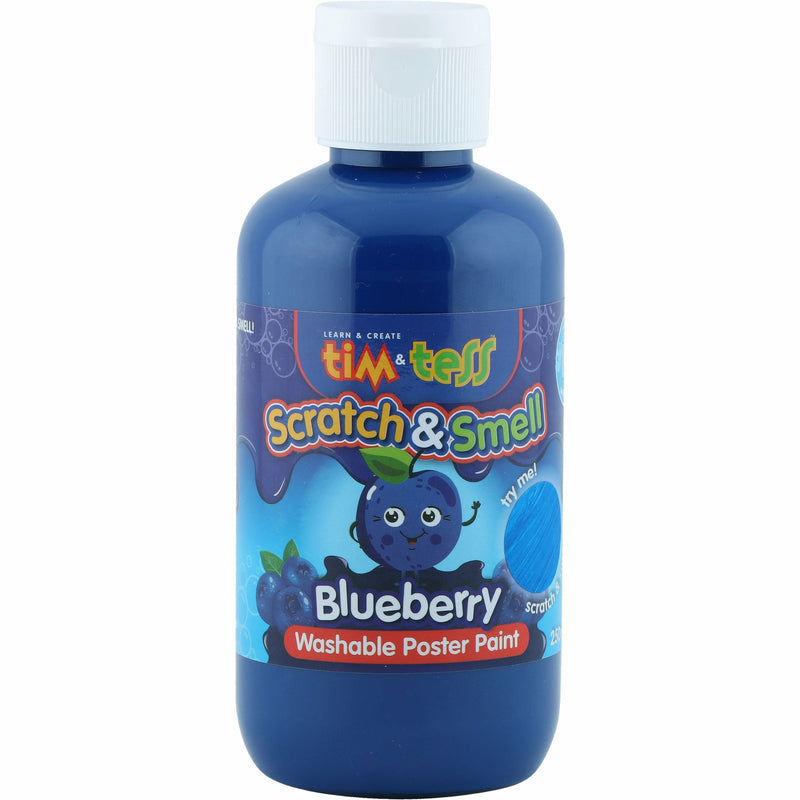 Steel Blue Tim & Tess Scratch & Smell Children's Washable Poster Paint Blueberry 250ml Kids Paints