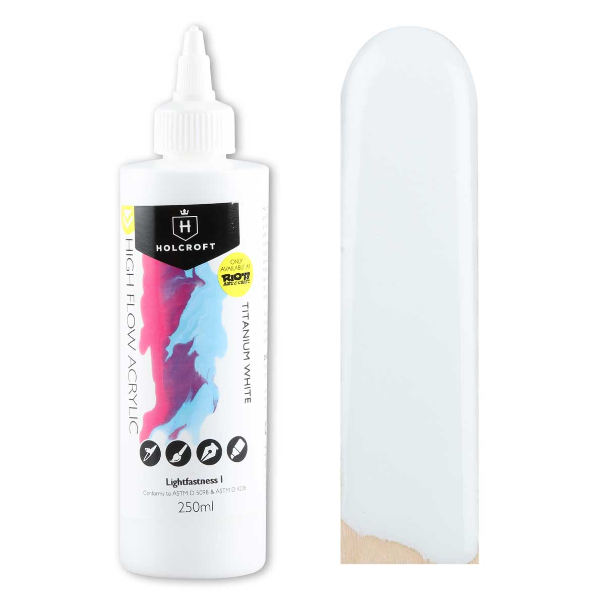 White Smoke Holcroft High Flow Acrylic Paint Titanium White 250ml Acrylic Paints