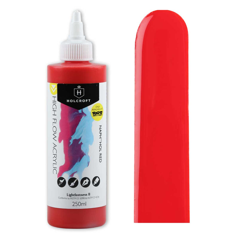 Red Holcroft High Flow Acrylic Paint Naphthol Red 250ml Acrylic Paints