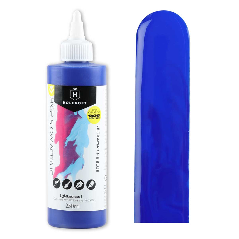 Medium Blue Holcroft High Flow Acrylic  Paint Ultramarine Blue 250ml Acrylic Paints