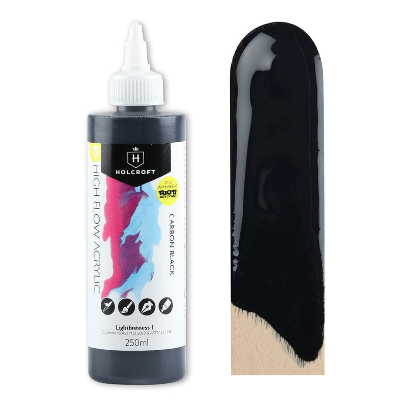 Black Holcroft High Flow Acrylic Paint Carbon Black 250ml Acrylic Paints