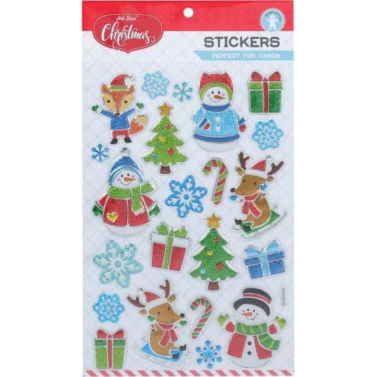 Lavender Art Star Christmas Embossed Foil Stickers - Snow Time Christmas