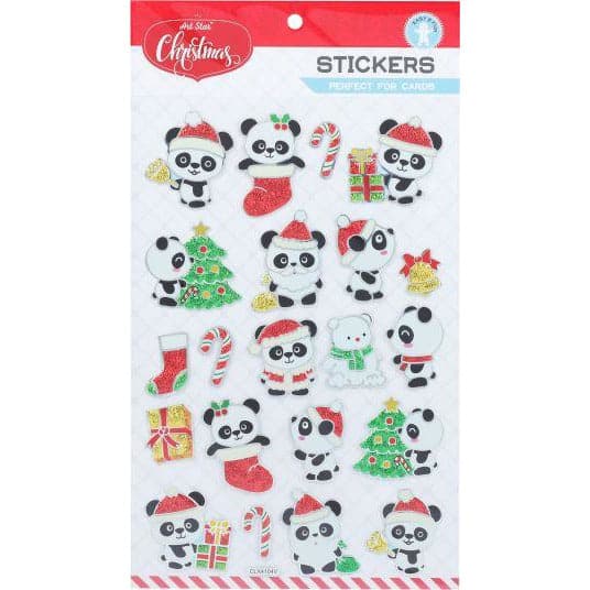 Lavender Art Star Xmas Stickers - Christmas Pandas Christmas