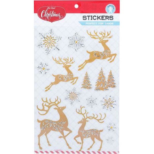 Tan Art Star Xmas Embossed Foil Stickers-Wonderland Christmas