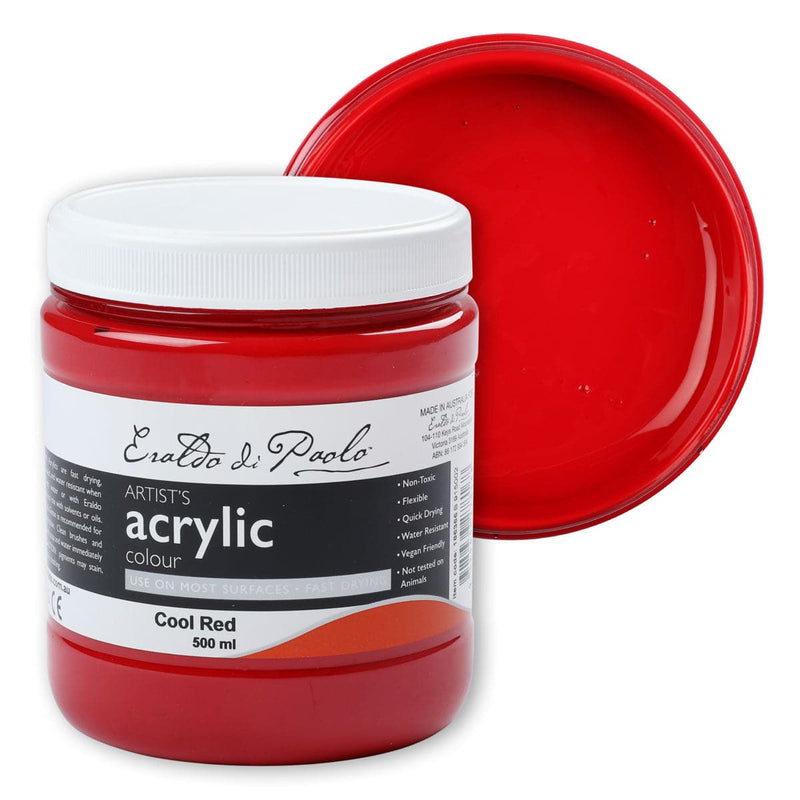 Red Eraldo Di Paolo Acrylic Paint Cool Red 500ml Acrylic Paints