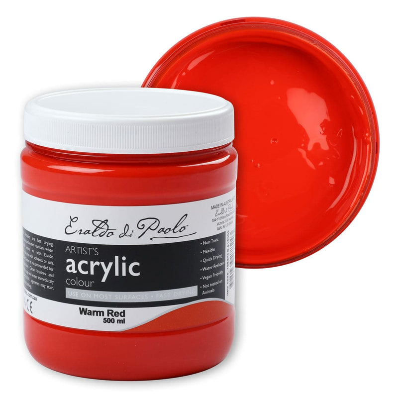 Red Eraldo Di Paolo Acrylic Paint Warm Red 500ml Acrylic Paints