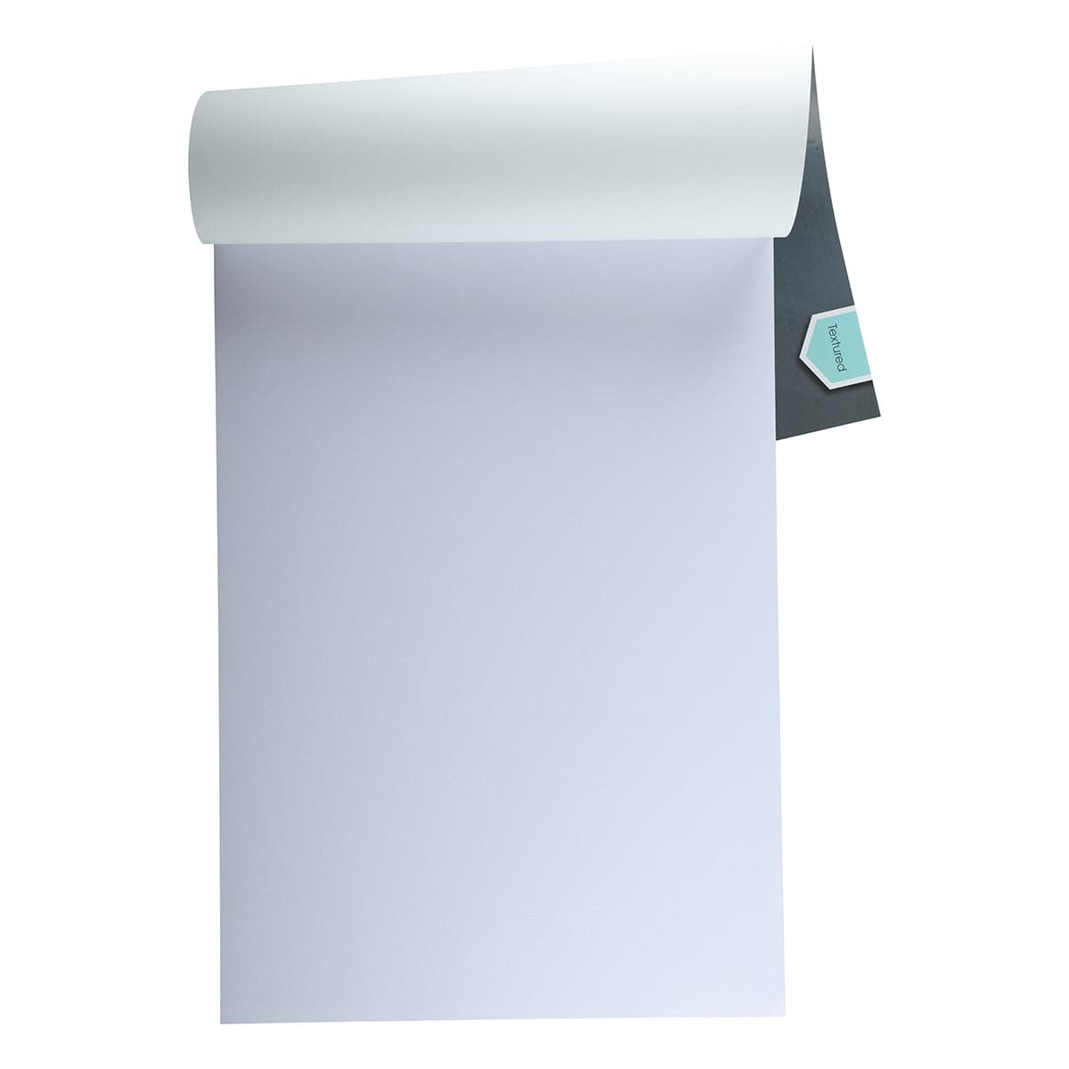 Textured canvas paper sheets from A3 pad, curled top edge