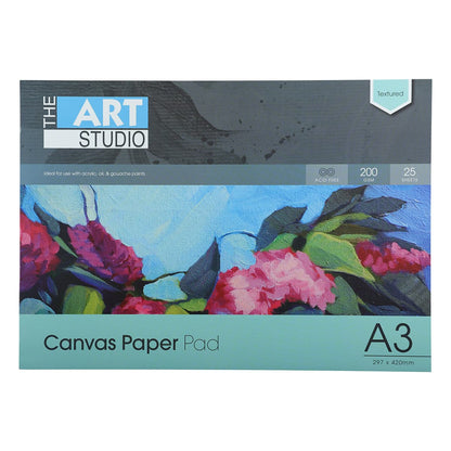 The Art Studio A3 canvas paper pad front, textured finish label