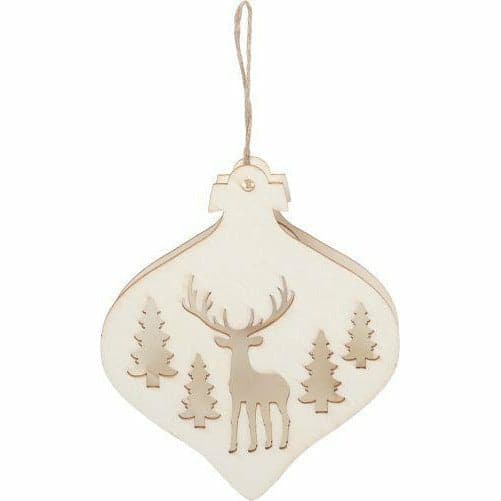 Antique White Make A Merry Christmas Led Light Up Reindeer Plywood Bauble Christmas