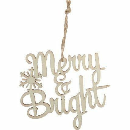 Gray Make A Merry Christmas  Plywood Merry & Bright Hanging Ornament Christmas