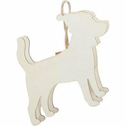 Antique White Make A Merry Christmas  Plywood 3D Dog Hanging Ornament Christmas