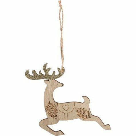 Rosy Brown Make A Merry Christmas  Glittered Leaping Reindeer Hanger Christmas