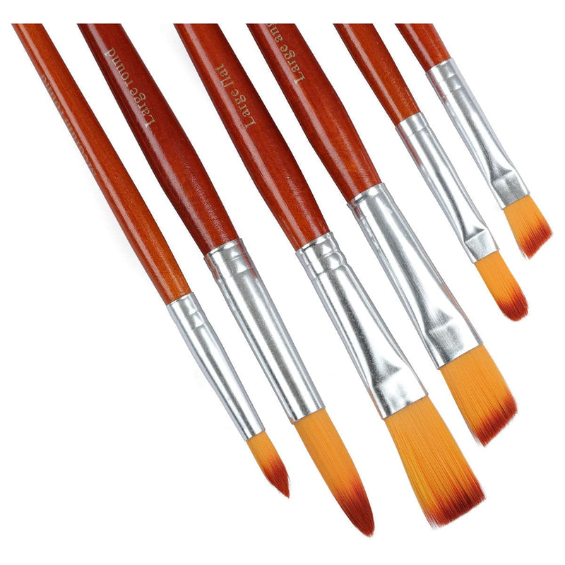 Saddle Brown The Art Studio Acrylic Synthetic Brush Set 6 Pieces Paint Brushes