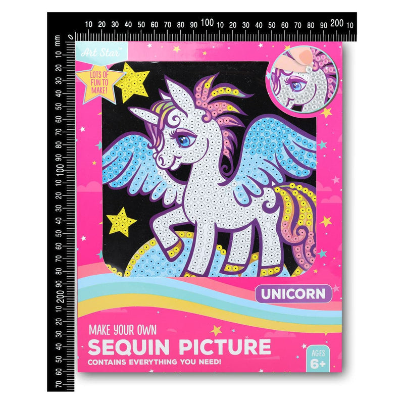 Sky Blue Art Star Make Your Own Sequin Picture Unicorn Kit Kids Craft Kits
