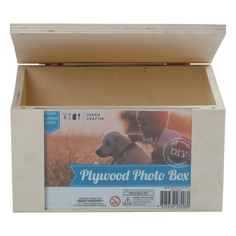 Sienna Urban Crafter Plywood Box with Photo Insert 19.5 x 16 x 11cm Boxes