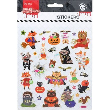 Beige Art Star Halloween Stickers - Fright Night Halloween