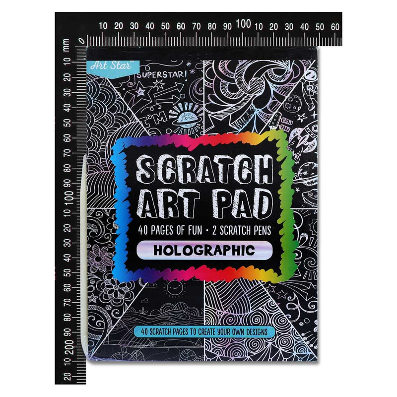 Black Art Star A5 Scratch Art Holographic  40 Sheets Kids Craft Kits