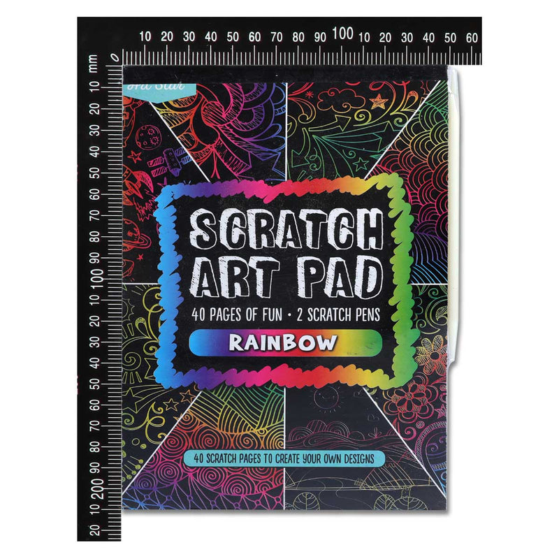 Black Art Star A5 Scratch Art Pad with 2 Rainbow Pens 40 Sheets Kids Craft Kits