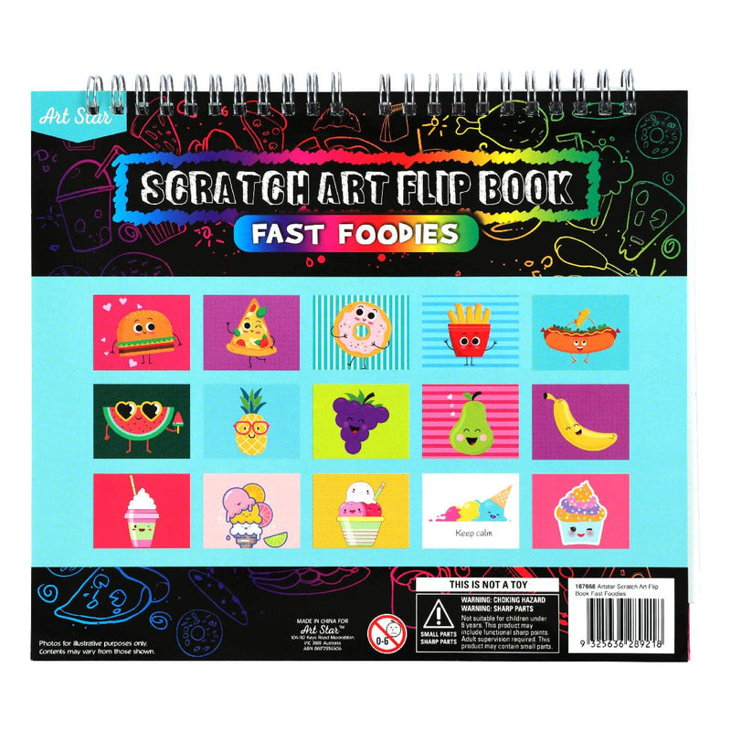 Green Yellow Art Star  Fast Foodies Scratch Art Flip Book Kids Craft Kits