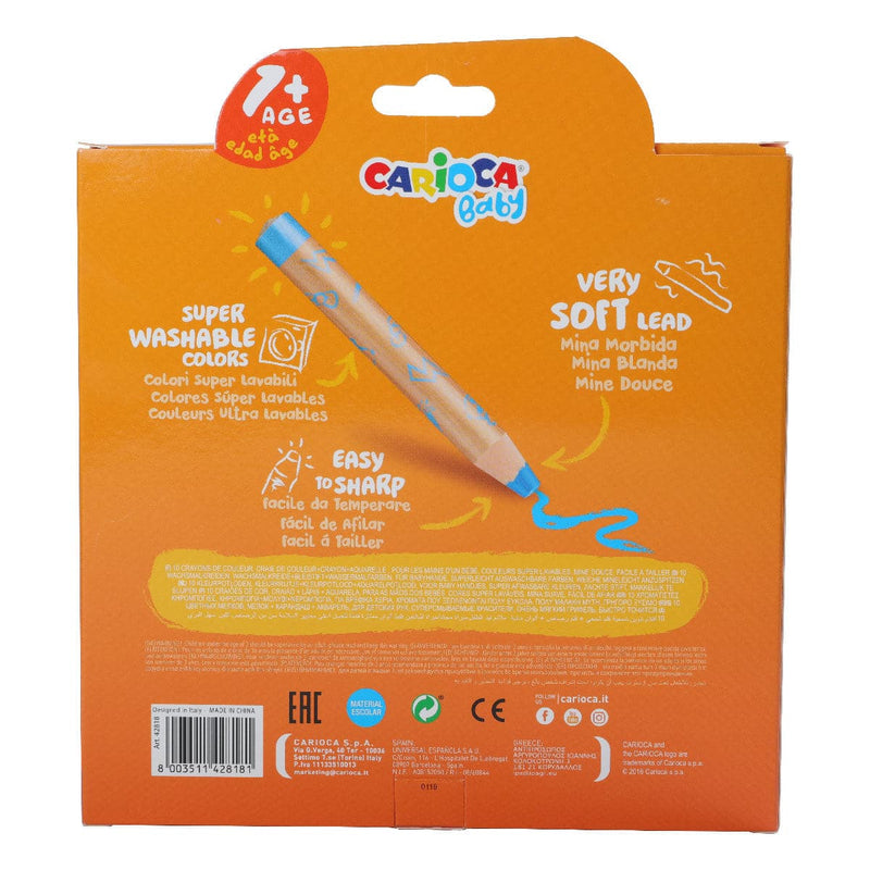 Chocolate Carioca Baby 3 in 1 Crayons 1+ Set 10 Kids Crayons