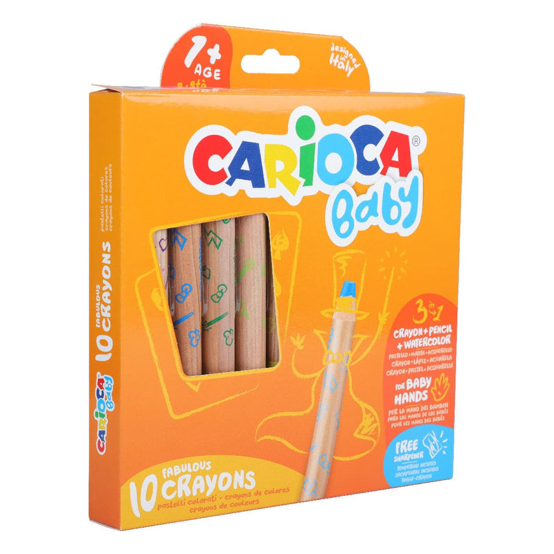 Goldenrod Carioca Baby 3 in 1 Crayons 1+ Set 10 Kids Crayons
