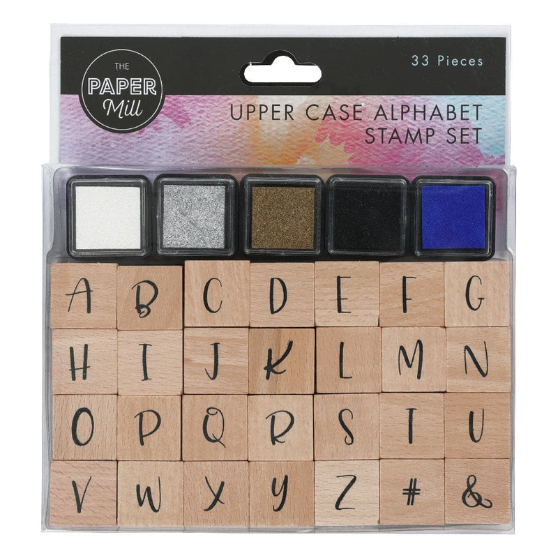 Rosy Brown The Paper Mill Upper Case Alphabet Stamp Set 33 Pieces Stamp Pads