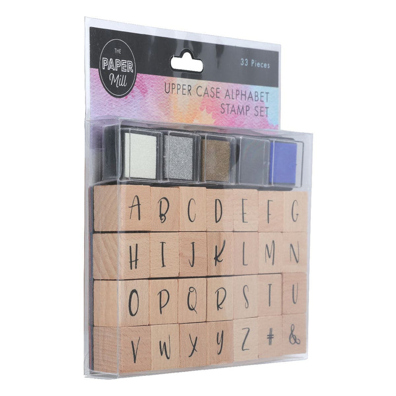 Tan The Paper Mill Upper Case Alphabet Stamp Set 33 Pieces Stamp Pads