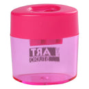 Violet Red The Art Studio 2 Hole Oval Pencil Sharpener With Catcher Drawing Accessories