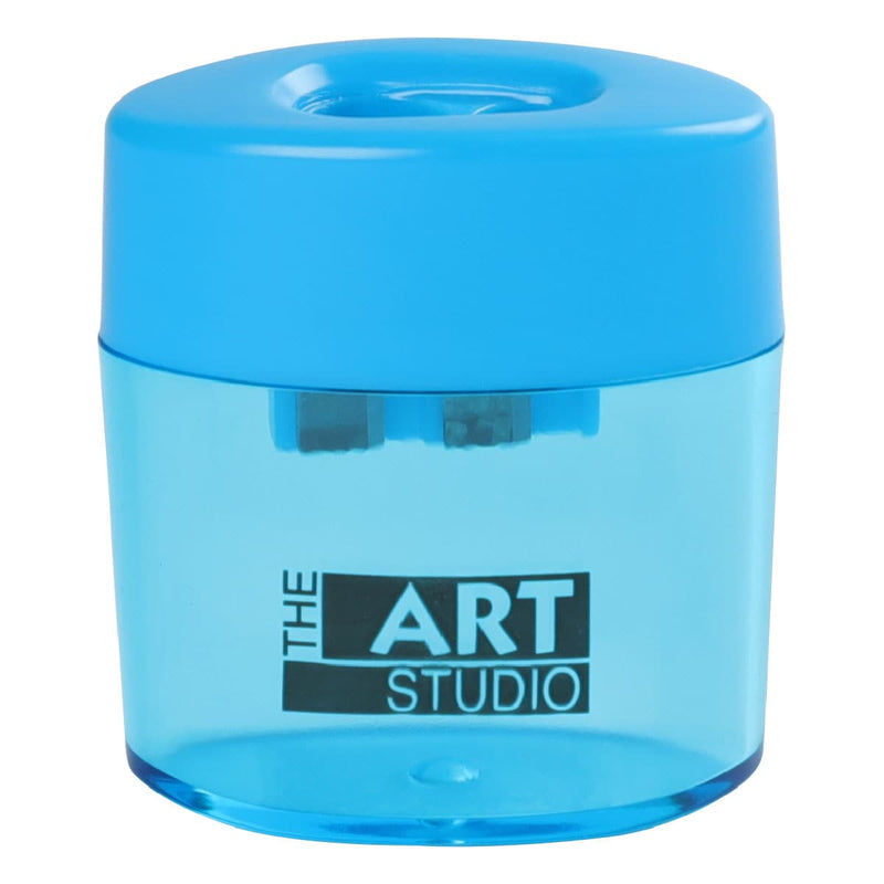 Dodger Blue The Art Studio 2 Hole Oval Pencil Sharpener With Catcher Drawing Accessories