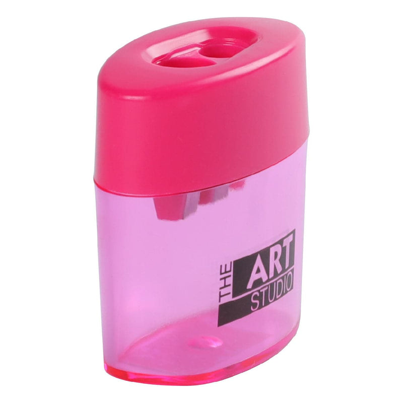 Plum The Art Studio 2 Hole Oval Pencil Sharpener With Catcher Drawing Accessories