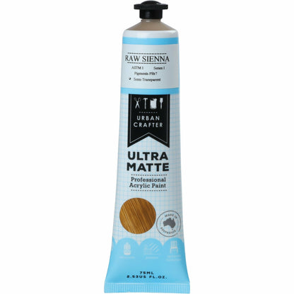 Gray Urban Crafter Ultra Matte Acrylic Paint Raw Sienna Semi-Transparent S1 ASTM1 75ml Acrylic Paints