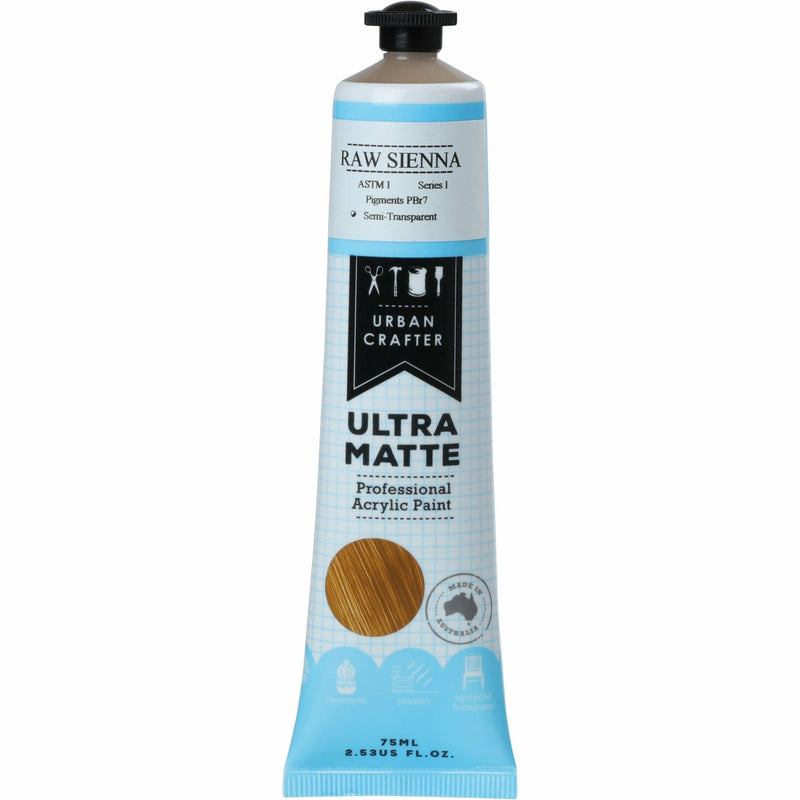 Gray Urban Crafter Ultra Matte Acrylic Paint Raw Sienna Semi-Transparent S1 ASTM1 75ml Acrylic Paints