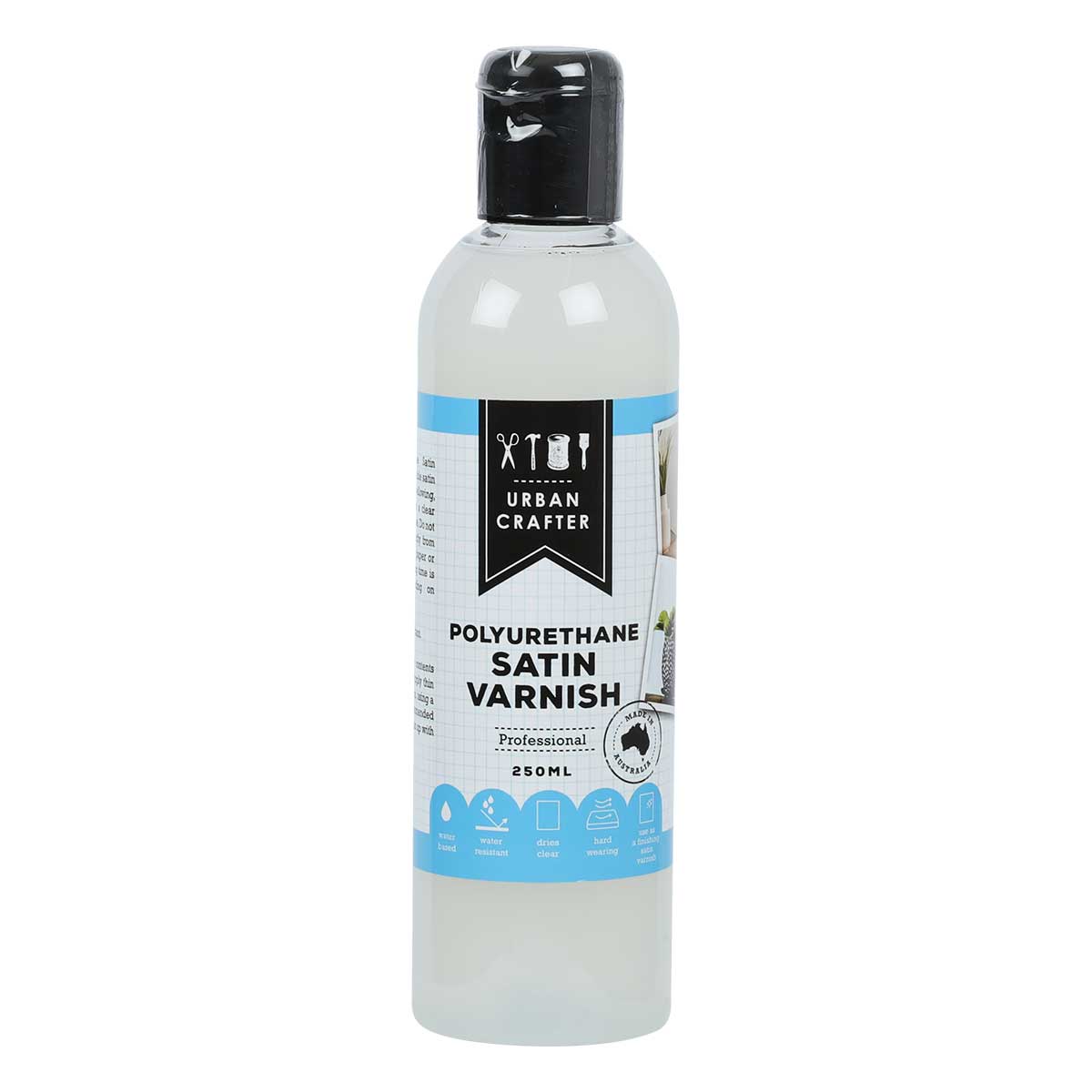 Light Gray Urban Crafter Polyurethane Satin Varnish 250ml Mediums