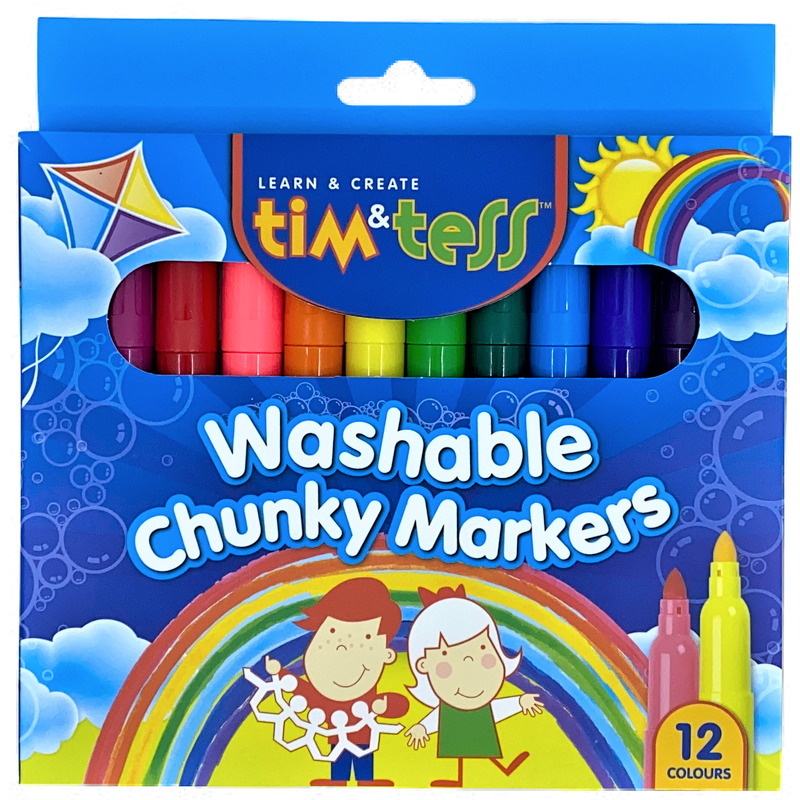 Medium Blue Tim & Tess Washable Chunky Markers (12 Pack) Kids Markers