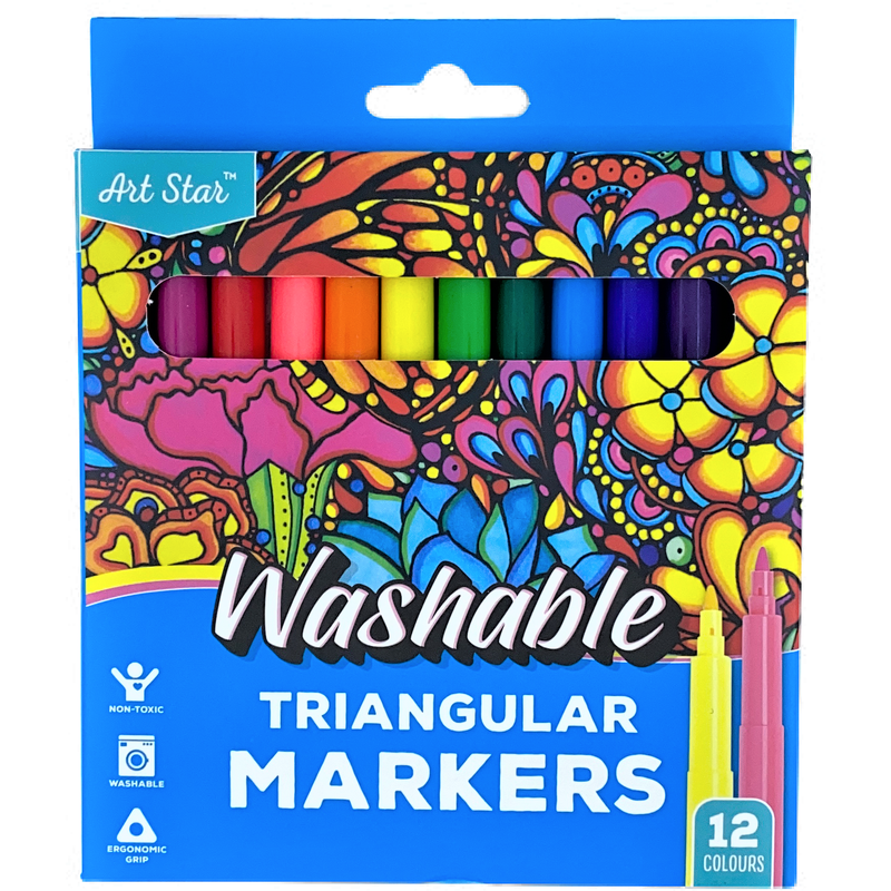 Yellow Art Star Washable Triangular Markers (12 Pack) Kids Markers